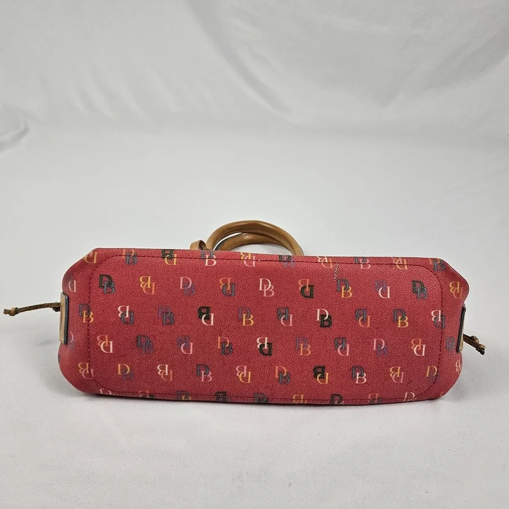 Vintage Dooney & Bourke Handbag Logo Red Rainbow Monogram IT Tassel Tote Satchel